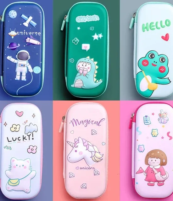 School Kids Hardcase Cartoon Print Pencil Pouch