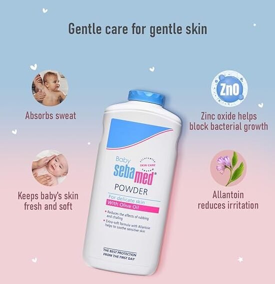 Seba med Baby Powder| Olive Oil, Allantoin Keeps new born’s skin fresh absorbs sweat| 400 gm